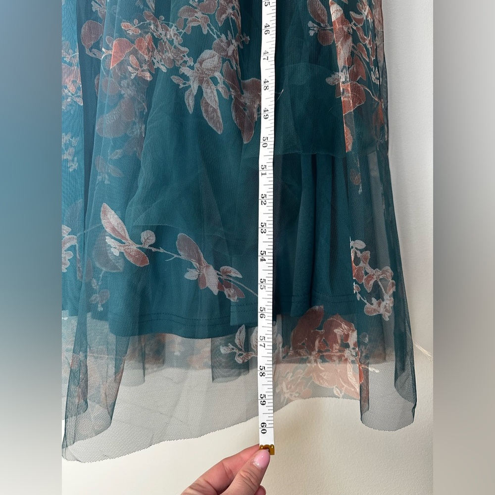 NWT Baltic Born Cassandra Tulle Maxi Dress Floral L Green Bronze Wedding Guest - Picture 8 of 9
